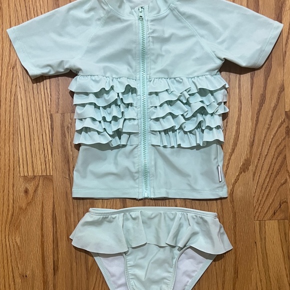 Charming Girls Ruffle Bikini Set in Light Green - Picture 1 of 4